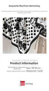 Détail d'un carré de soie 90x90cm à pois en tissu sergé élégant pour femmes