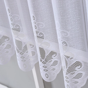 White lace cafe curtain with vintage hollow out crochet patterns for kitchen and cabinets