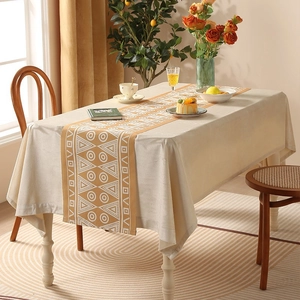 Runner da Tavolo in Poliestere Geometrico Bohémien Impermeabile Resistente al Calore Panno Spesso per Sala da Pranzo Decorazione Festa
