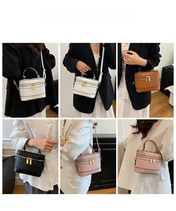 Collage of fashion models showing the vintage textured box bag in various outfits