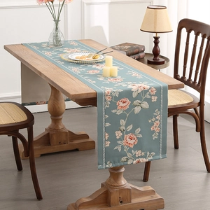 Floral Table Runner Polyester Waterproof Thickened For Dining Coffee Table Living Room Home Decor Retro Style
