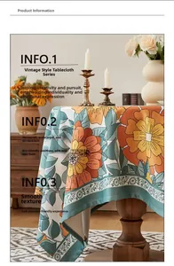 Close-up of retro floral waterproof tablecloth with yellow flowers and green leaves