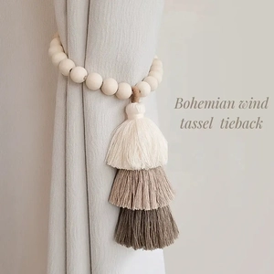 Boho Holzperlen Vorhanghalter Mit Farbverlauf Quaste Magnetverschluss Handgefertigte Dekorative Fenster Zubehör Wohnzimmer