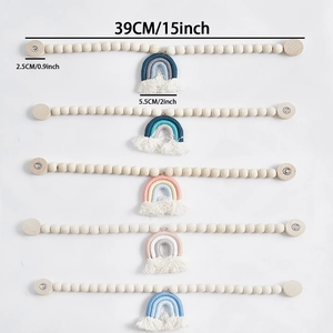 Ferma tende fatti a mano con perle in legno arcobaleno e nappe di cotone in 5 colori