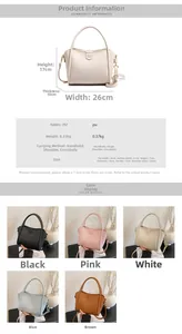 Detailed dimensions and color options for the minimalist PU leather basket handbag