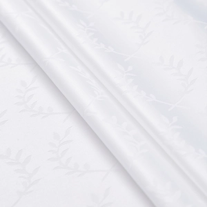 Moderne witte waterdichte tafelkleed met elegant blad jacquard patroon en kant rand