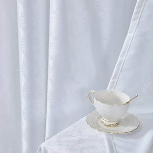 White waterproof outdoor curtain with leaf jacquard pattern for garden gazebo and balcony