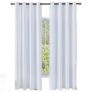 Modern white waterproof blackout outdoor curtains with silver grommets for patio gazebo