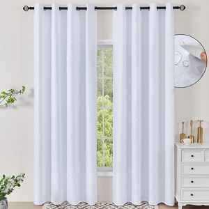 Waterproof white blackout curtains for outdoor gazebo with 3D geometric jacquard texture