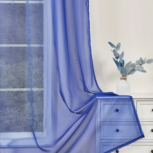 Blue semi-transparent outdoor sheer curtain with light-filtering waterproof fabric
