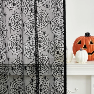 Tenda in pizzo nero di Halloween con ragnatela e sciarpa per camino decorativa