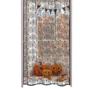Tenda di Halloween in pizzo nero con ragnatela per decorazione festiva a casa