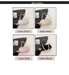 Grid view of 3D chiffon floral evening bags in silver, gold, pink, and black colors