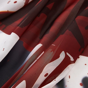 Halloween scary ghost hand door curtain with red blood splatter on white fabric
