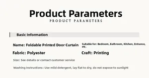 Detailed material specifications and washing instructions for printed folding door curtain