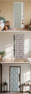 Three detail patterns of modern folding curtains featuring botanical and floral designs