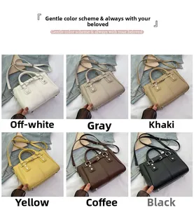 Detailed grid of leather tote bags in six colors including khaki, coffee, and black