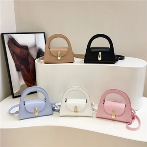 Minimalist semi-circular top handle crossbody bag set in multiple colors with gold lock
