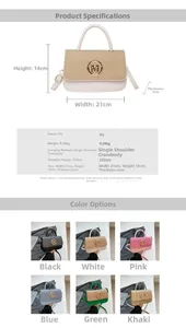 Guide des tailles et options de couleurs pour le petit sac bandoulière en cuir PU