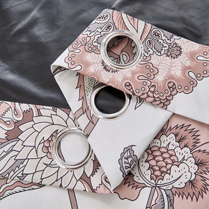 Europäischer Vintage Paisley Verdunkelungsvorhang mit Ösen in Rosa und Schwarz