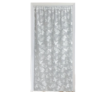 French retro white lace door curtain with butterfly patterns for bedroom partition