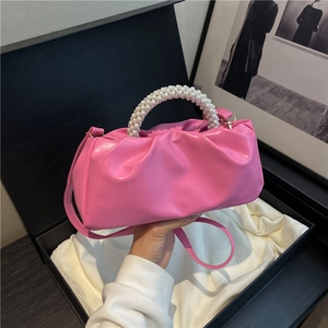 Sac Nuage Plissé pour Femmes avec Poignée en Künstliche Perles Mode Sac Bandoulière en Cuir PU Petit Sac à Main Élégant pour Quotidien Fête