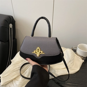 Damen Vintage Patchwork Umhängetasche Mit Kronen Künstliche Perlen Metallschnalle Mode PU Leder Schultertasche Kleine Handtasche
