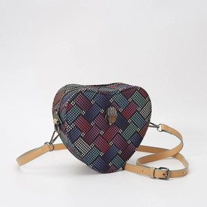 Sac Bandoulière Cœur Femmes Cuir PU Motif Serpent Imprimé Géométrique Tête Aigle Métal Sac À Main Chic