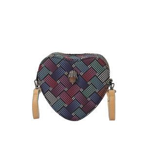 Sac bandoulière chic en forme de cœur avec imprimé géométrique et tête d'aigle en métal