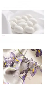 Macro detail of natural silk fabric with iris pattern and raw silkworm cocoons