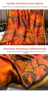 Detail of silk scarf showing reactive dyeing process and premium lock-edge craftsmanship