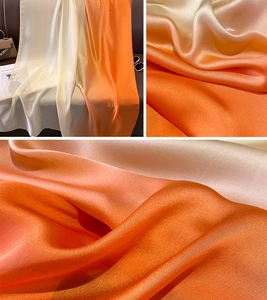 Macro detail of high-quality gradient satin silk shawl showing smooth texture and sheen
