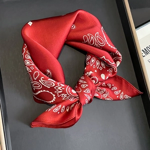 Fashion Women Pure Mulberry Satin Square Scarf Elegant Paisley Print Neck Scarf Elegant Commuter Accessory