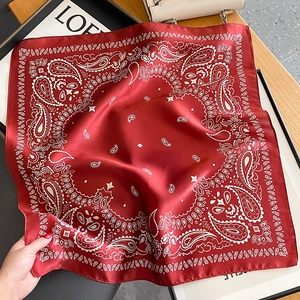 Elegant red paisley silk scarf for women featuring premium satin gloss finish and patterns