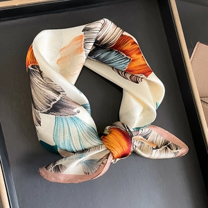 Elegant Mulberry Satin Square Scarf Floral Print Neck Scarf Headscarf For Women Fashion Accessory