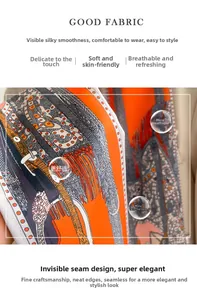 Détail d'un foulard en soie à imprimé bohème montrant des coutures fines et un tissu lisse
