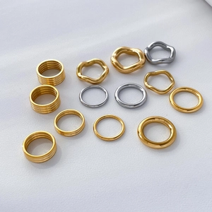Minimalist Wave Stacking Rings For Women Titanium Steel 18K Gold Plated Multi Layer Smooth High Polish Fashion Jewelry