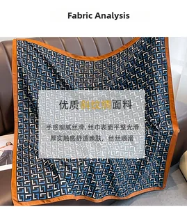 Detailed view of high-quality twill silk square scarf with geometric chain texture