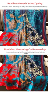 Detail of silk scarf showing eco-friendly reactive dyeing and durable hemmed edges