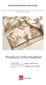 Detail of 90x90cm off-white twill silk scarf with geometric letter patterns