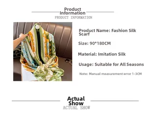 Macro detail of green silk-feel shawl with vintage floral print and smooth texture
