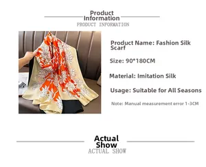 Detailed view of imitation silk floral shawl measuring 90 by 180cm with soft texture