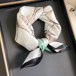 Elegant Mulberry Satin Square Scarf Camellia Flower Print Neck Kerchief For Women Chic Fashion Accessory