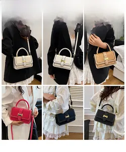 Collage of chic women handbags showing various carrying styles and trendy color options