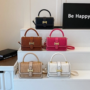 Chic embossed leather crossbody bags with gold H-buckle in five stylish colors