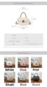 Detailed size chart and multi-color options for minimalist PU leather crossbody square bag
