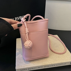 Mini Sac À Bandoulière Pour Téléphone Femme En Cuir PU À Texture Litchi Avec Décor De Noeud De Boule Tissé Sac Mode