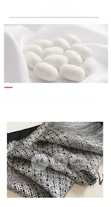Gros plan sur le tissu en soie naturelle avec motif abstrait et cocons de vers à soie
