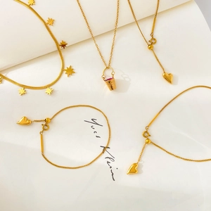 Collier Pendentif Étoile Cœur En Acier Titane Réglable Zircon Seau Fleur Bijoux Élégants Accessoire Pour Femmes