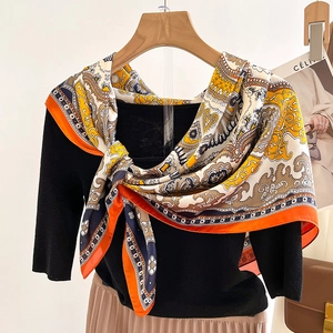 Paisley Print Faux Satin Square Scarf Elegant Smooth Satin Neck Head Scarf For Women Fashion Accessory